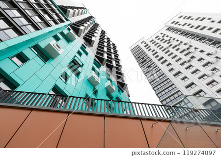 High-rise residential buildings in urban area emphasizing rental and mortgage options along with High-rise residential buildings in urban area emphasizing rental and mortgage options along with 119274097