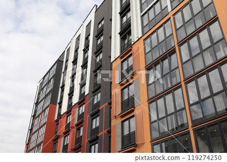 High-rise apartment buildings in a modern residential area offer options for rent and mortgage High-rise apartment buildings in a modern residential area offer options for rent and mortgage 119274250