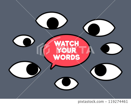 A red speech Bubble with Eyes Around It. Isolated Vector Illustration. A red speech Bubble with Eyes Around It. Isolated Vector Illustration. 119274461