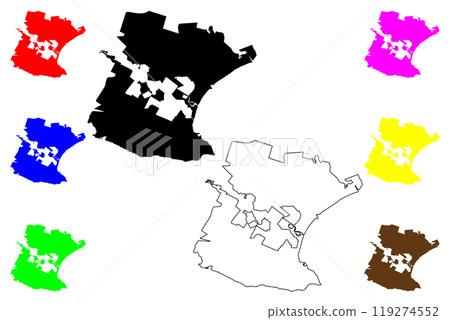 Port Elizabeth City (Republic of South Africa, RSA, Eastern Cape Province) map vector illustration, scribble sketch City of Nelson Mandela Bay map 119274552