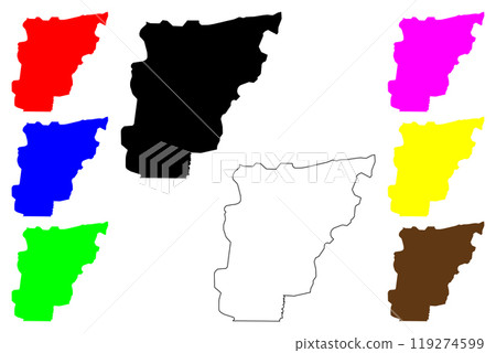 Borgou Department (Departments of Benin, Republic of Benin, Dahomey) map vector illustration, scribble sketch Borgou map Borgou Department (Departments of Benin, Republic of Benin, Dahomey) map vector illustration, scribble sketch Borgou map 119274599