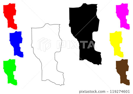 Donga Department (Departments of Benin, Republic of Benin, Dahomey) map vector illustration, scribble sketch Donga map 119274601