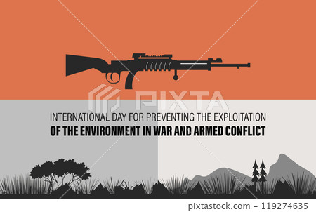 International Day for Preventing the Exploitation of the Environment in War and Armed Conflict. November 6. Holiday concept. Template for background, banner, card, poster International Day for Preventing the Exploitation of the Environment in War and Armed Conflict. November 6. Holiday concept. Template for background, banner, card, poster 119274635