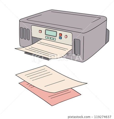 printer printing document and printed pages 119274637