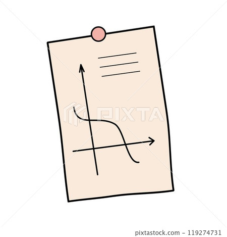 pinned piece of paper with a mathematical notation pinned piece of paper with a mathematical notation 119274731