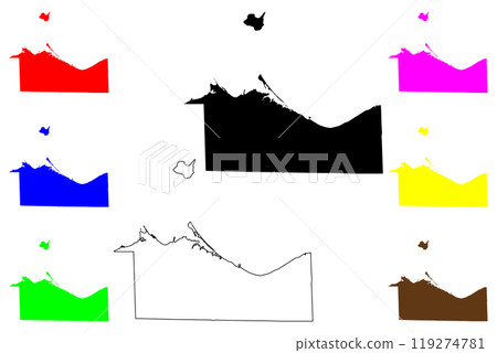 Erie County, Ohio State (U.S. county, United States of America, USA, U.S., US) map vector illustration, scribble sketch Erie map 119274781