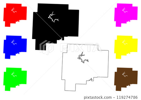 Guernsey County, Ohio State (U.S. county, United States of America, USA, U.S., US) map vector illustration, scribble sketch Guernsey map 119274786