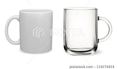 Coffee mug mockup. Double wall glass cup, isolated 119274854