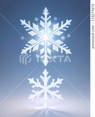 Snowflake on a blue background, with shine and glitter, copy space. Winter, New Year, Christmas 119274878