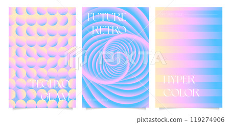 Soft color gradient artwork poster templates set bold - line flow gradient graphic design, circle art for framed poster print web covers aesthetic background abstract print paper. Vector 119274906