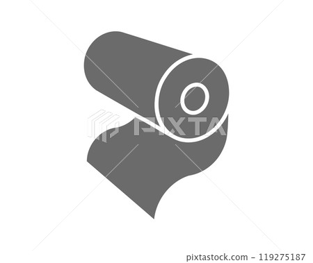 Textile roll vector icon. Paper tube illustration design for kitchen cleaning towel, carpet, scroll whatman, fabric. 119275187
