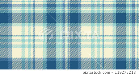 Conceptual vector texture textile, calm background seamless check. Quiet plaid pattern tartan fabric in light and cyan colors. 119275218
