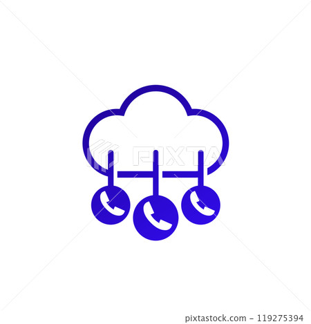 Voip telephony icon with a cloud Voip telephony icon with a cloud 119275394