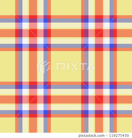 Strong plaid textile vector, us seamless fabric pattern. Valentines day texture background tartan check in orange and khaki colors. 119275430