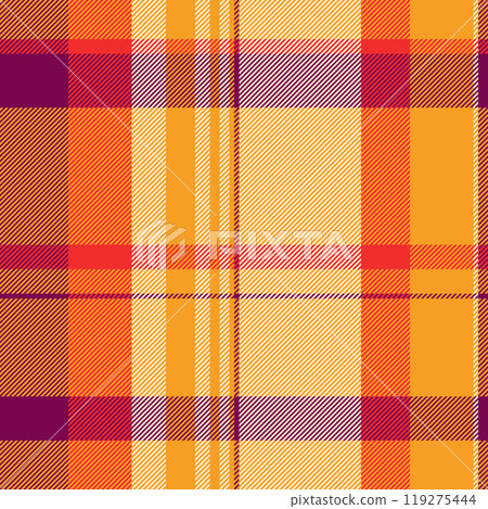 Punk pattern textile background, postcard vector plaid tartan. Setting check fabric texture seamless in orange and papaya whip colors. 119275444