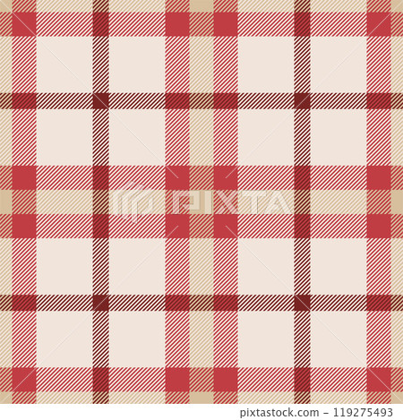 Plaid seamless pattern in red. Check fabric texture. Vector textile print. 119275493