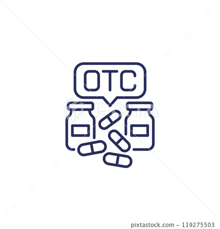 OTC drugs, pills line icon on white 119275503