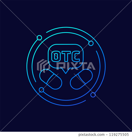 OTC drugs, pills icon, linear design 119275505