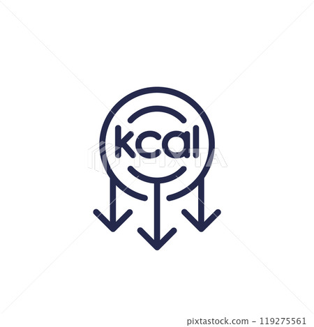 kcal reducing icon, cut calories line vector kcal reducing icon, cut calories line vector 119275561