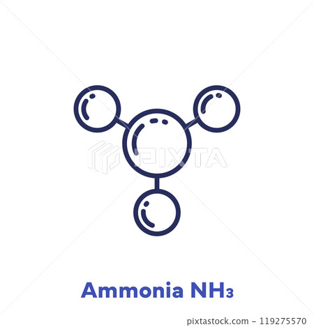 Ammonia, NH3 molecule line icon Ammonia, NH3 molecule line icon 119275570