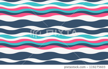 Abstract background with wavy stripes in vibrant colors, creating a rippled, liquid effect. Smooth curves and textured lines add elegance, vitality, and creativity. Ideal for wallpaper or textile. 119275603