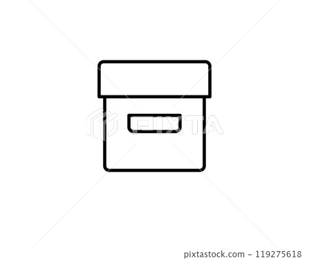 Delivery packaging vector icon. Cargo cardboard box icons. Carton package sign from line geometric shapes. 119275618