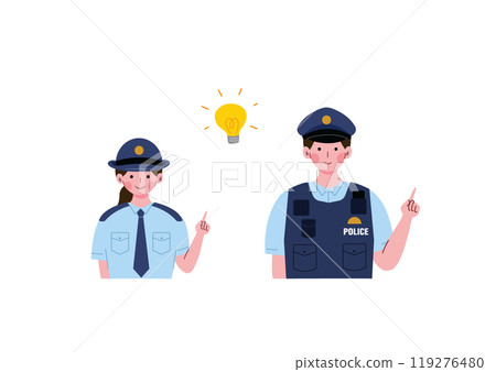 一名警察舉起食指閃爍 119276480