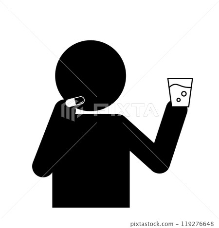 一個人吃藥的剪影 119276648