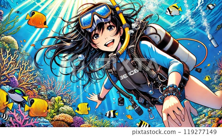 Woman enjoying diving 119277149