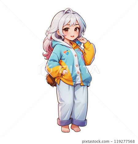 一個微笑的可愛女孩的插圖 119277568