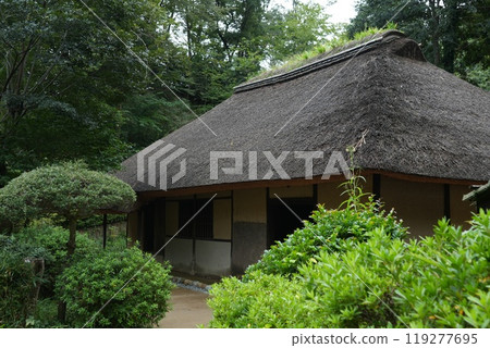 An old private house with a roofed roof 119277695
