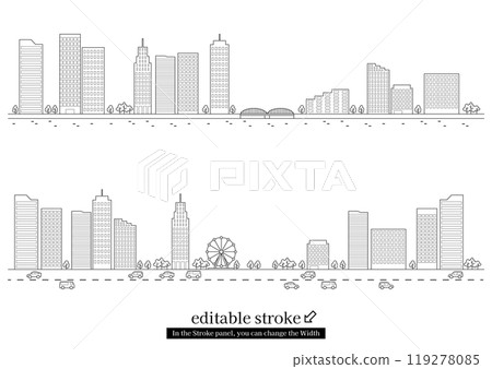 城市景觀設置可編輯筆畫 119278085