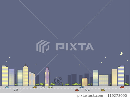 Cityscape with Ferris wheel (night) Cityscape with Ferris wheel (night) 119278090