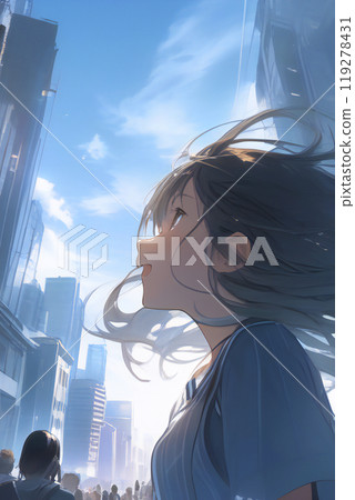 A girl with a refreshing morning 119278431