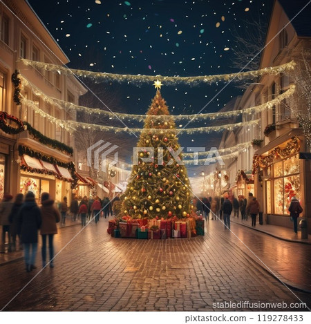 Illuminated Christmas tree 119278433