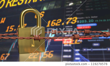 Golden lock for security or Business concept 3d rendering. Golden lock for security or Business concept 3d rendering. 119278578