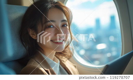 在飛機上工作的女人 119278707