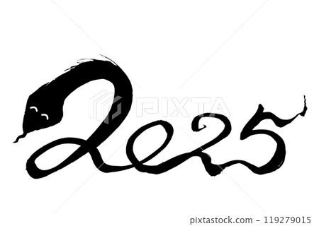 Brush writing snake shape 2025 119279015
