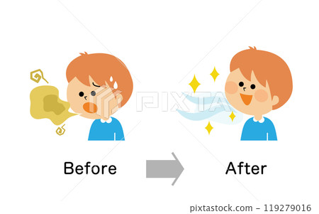 口臭護理兒童可愛插畫 口臭護理兒童可愛插畫 119279016