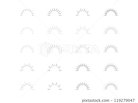 Simple sunburst hand-drawn illustration set (20 types) 119279047
