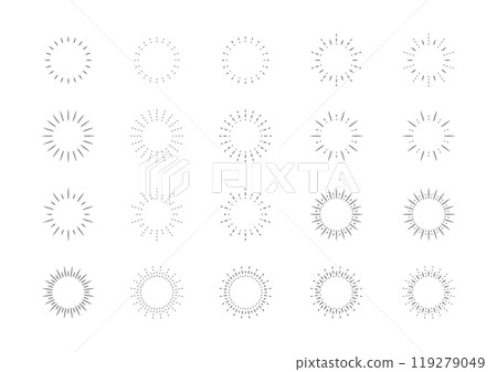 Simple sunburst hand-drawn illustration set (20 types) Simple sunburst hand-drawn illustration set (20 types) 119279049
