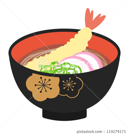 Illustration of delicious shrimp tempura soba 119279171
