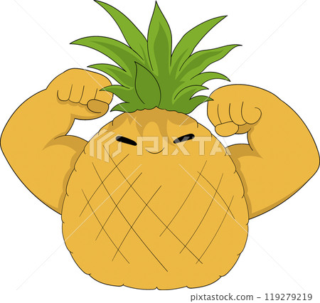 STRONG PINEAPPLE CHARACTER FLEXING MUSCLES WITH A SMILE SHOWCASING VITAMIN POWER STRONG PINEAPPLE CHARACTER FLEXING MUSCLES WITH A SMILE SHOWCASING VITAMIN POWER 119279219