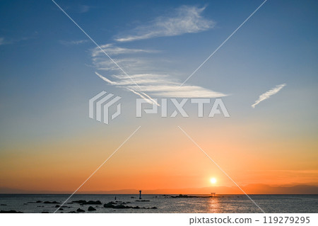 Sunset from Morito Beach in Hayama, Kanagawa Prefecture 119279295