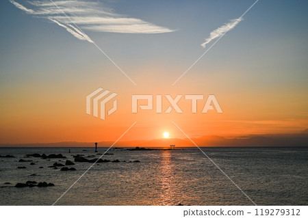 Sunset from Morito Beach in Hayama, Kanagawa Prefecture 119279312