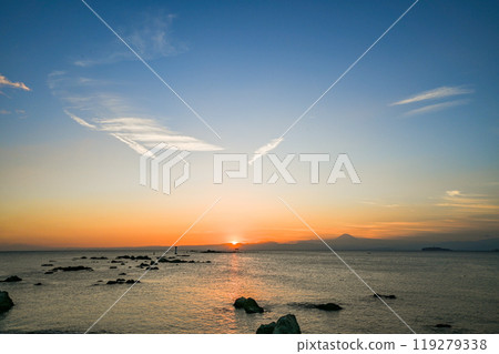 神奈川縣葉山町森戶海岸的日落 119279338