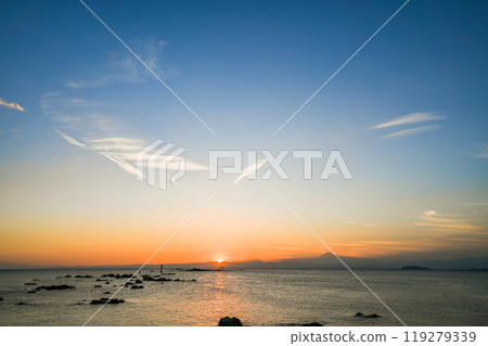 Sunset from Morito Beach in Hayama, Kanagawa Prefecture 119279339