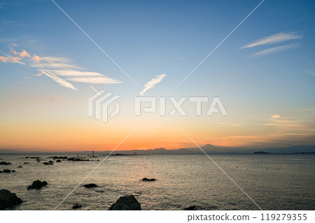 Sunset from Morito Beach in Hayama, Kanagawa Prefecture 119279355