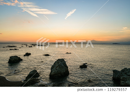 Sunset from Morito Beach in Hayama, Kanagawa Prefecture 119279357