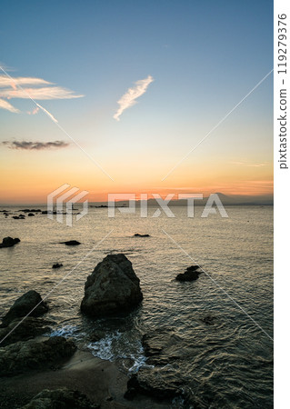 Sunset from Morito Beach in Hayama, Kanagawa Prefecture 119279376